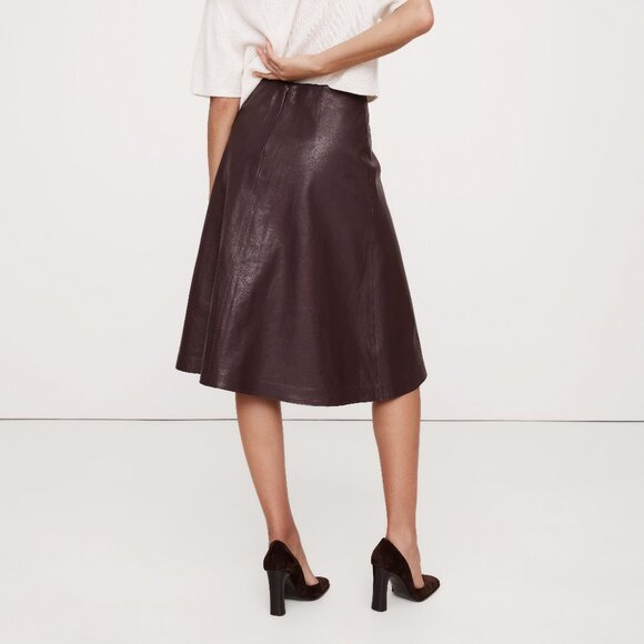 Banana Republic Lambskin Leather Skirt Ripened Berry Burgundy Size 8 NEW NWT - Picture 2 of 13